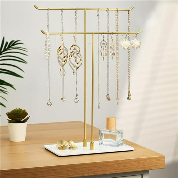 Necklace Stand Jewelry Organizer Gold Metal Necklace Holder Display for Home Dec - Picture 6 of 8